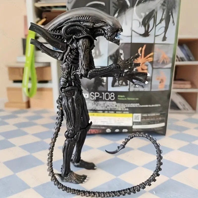 Alien Model Figure Statue, Collectible Figurine, Adjustable Toy for Bookshelf Car Decorative Decor, Home Office Desktop Statue Desk Ornament, Anime Fan Ideal Holiday Gift, Statue Figurines
