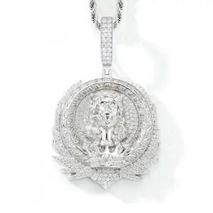 【#P757】Jesus Medallion Pendant UCCIYO S925 Sterling Silver Synthetic Moissanite Pendant Necklace for Women Men Hip Hop Jewelry Gift