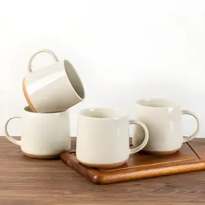 Ceramic Coffee Mugs Set of 4, 17oz Handmade Ceramic Coffee Mugs Set with Terracotta Underside for Latte/Tea/Beer/Hot Cocoa, Dishwasher & Microwave Safe