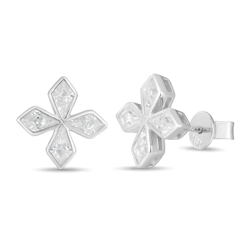 【#E546】Kite Shaped Stud Earrings for Men Women UCCIYO Synthetic Moissanite Earrings For Women 925 Sterling Silver Stud Earring Men Hip Hop Jewelry Couple Gift
