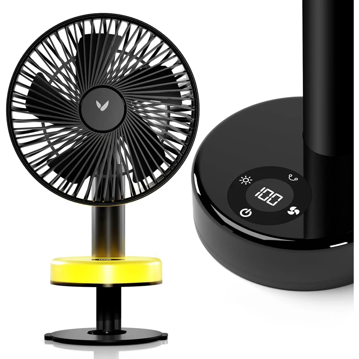 Portable Clip Fan - Rechargeable 10-Hour  Portable Fan - 360? Rotation & 90? Tilt - , Desk or Bedside -  & LED Light - USB-C Rechargeable Clip
