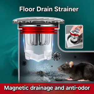 Floor Drain Strainer for Restaurants, Homes, Gardens, Kitchens, Bars, Buffets & Food Service - Modern Durable ABS Strainer with Sticky Hook