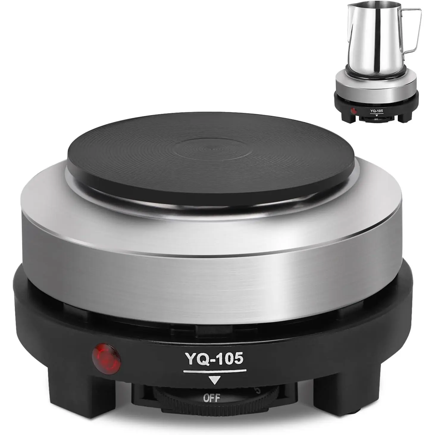 500 Watt Hot Plate, Portable 500W  Hot Plate,  Camping Stove Low Watt, Single Burner, for Milk Water Coffee Heating ( Plug)