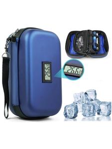 medication cooler bag with ice bags, large capacity insulin storage bag with temperature display, travel organizer for diabetes