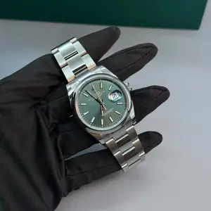 Pre-owned Rolex Datejust m126200 Green Dial 36mm Steel Automatic Watch