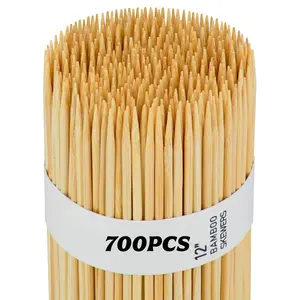 700 Pack 12 inch Bamboo Skewers for BBQ, Appetiser, Fruit, Cocktail, Kabob, Chocolate Fountain, Grilling, Barbecue, Kitchen, Crafting & Party, Natural Wooden Stick