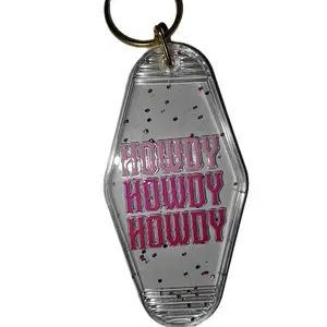 Acrylic Keychain with Vinyl Sticker "HOWDY HOWDY HOWDY" - Clear Design, Keyring Attachment