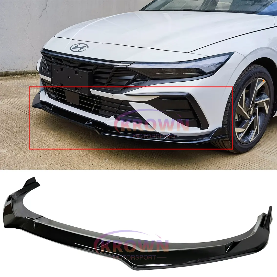 FITS 2024+ HYUNDAI ELANTRA GLOSSY BLACK V STYLE 3PCS FRONT BUMPER LIP SPLITTER