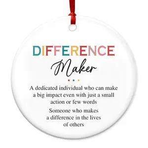 AXIARA Difference Maker Gifts for Women - Christmas Tree Decoration Ceramic Ornaments - Thank You Employee Appreciation Gifts for Coworkers Boss Leader Teachers