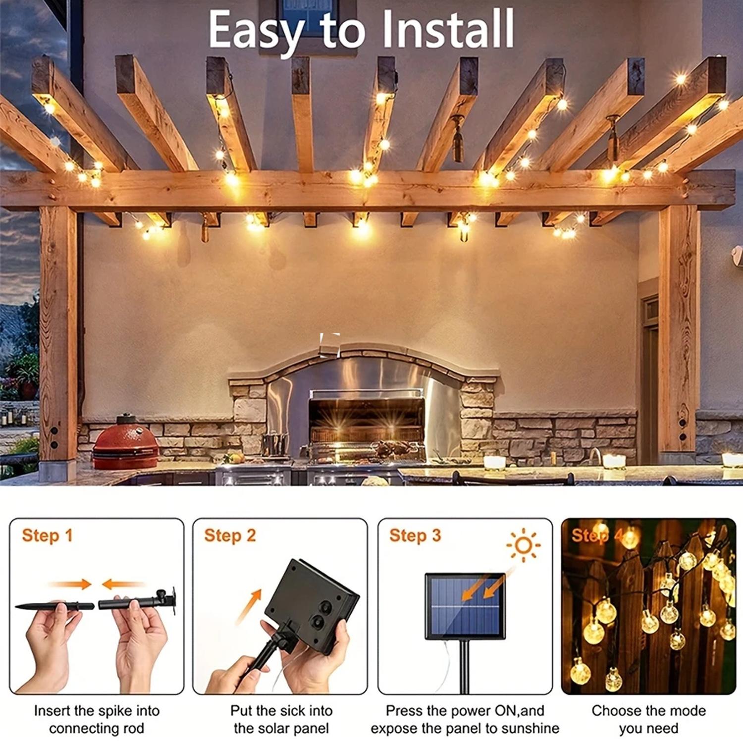 100/200 Leds Solar String Lights Outdoor Waterproof, Solar Powered Globe Patio Lights with 8 Lighting Modes for Garden Yard Porch Wedding Party Decor RV(Multicolor）