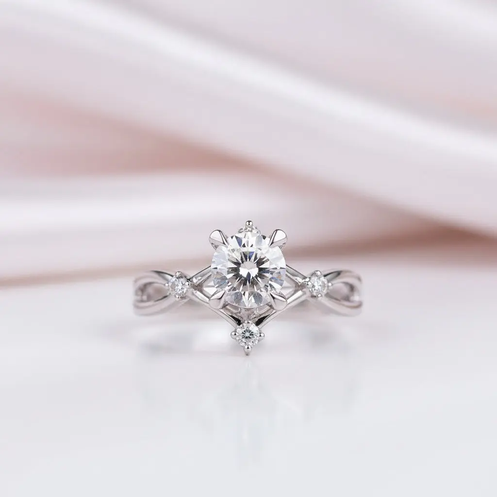 Round Cut 18k Infinity Diamond Option Engagement Ring