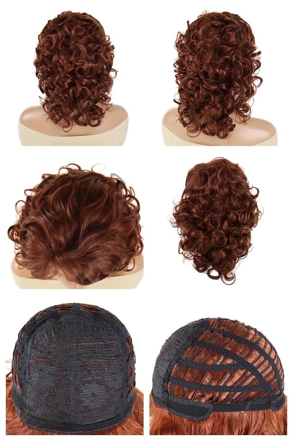 GNIMEGIL Elegant Curly Wave Wig for Women - High Temperature Fiber, Rose Net Cap, 100% Density, Vintage Mid-Length Style, Suitable for All People