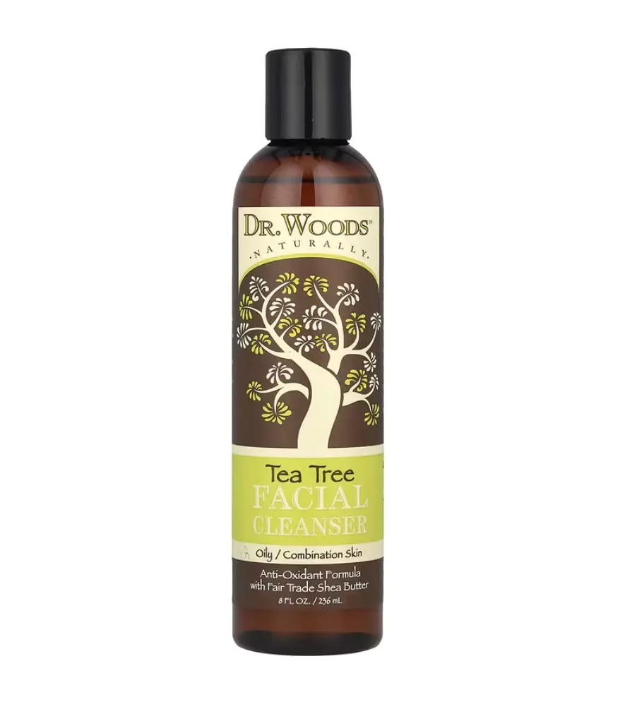 Dr. Woods Tea Tree Facial Cleanser 8 fl oz (236ml), Gentle Daily Face Wash, Deep Cleansing, Removes Dirt & Excess Oil, Soothes & Refreshes Skin, Suitable for All Skin Types, Vegan, Cruelty-Free