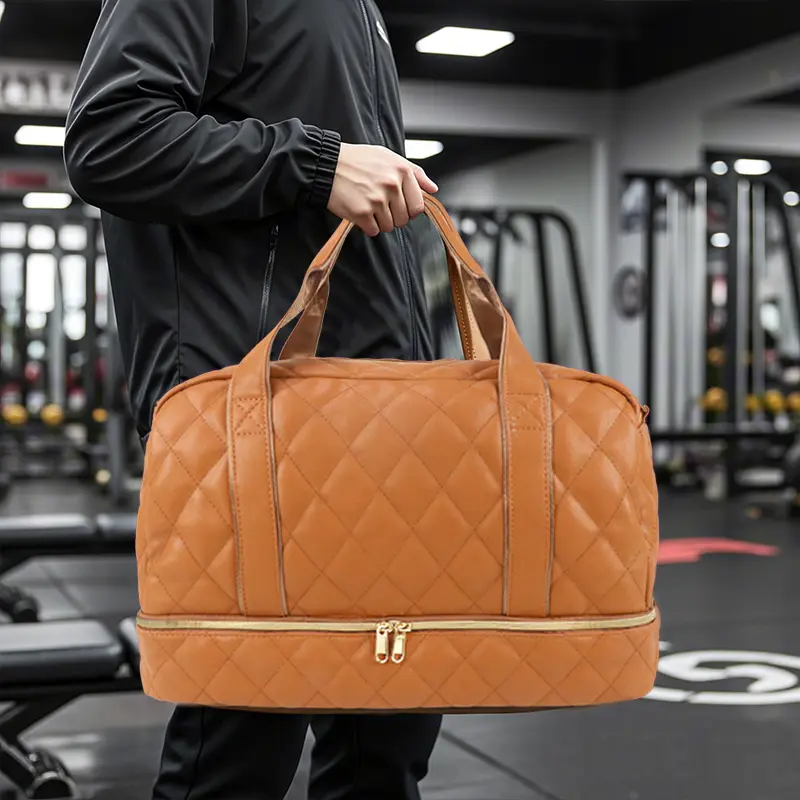 Men's PU Leather Duffle Bag - Colorblock, Tear-Proof, Polyester-Lined, Dual Zips, Expandable, Large-Capacity Multi-Function Overnight Travel Bags with Crossbody, Handbag, Tote & Shoulder Straps - Travel, Hiking, Three-In-One Travel Bags, Polyurethane-Coat