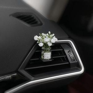 mini flower decorative ornament, 1 count car center console decoration, car interior decoration, car interior accessories for women & girls, car stuff, glass, for car hanging decoration