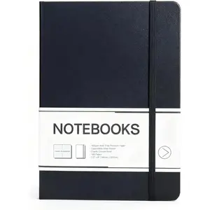 Lined Journal Notebook, 160 Pages, A5 Medium Size 5.6" x 8" for Men Women, 100GSM Thick College Ruled Paper for Journaling, Writing, Work & Office, Leather Hardcover, Black