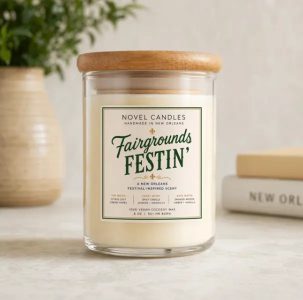 Fairgrounds Festin’ Candle | New Orleans Festival Scent | Spring NOLA Candle | Live Music Inspired | Cajun Foodie Candle Gift from Louisiana