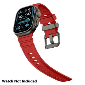 Waterproof Silicone Sport Bands Smart Watch Straps Compatible for Apple Watch Ultra 2/SE/Series 10/9/8/7/6/5/4/3/2/1, Replacement Wristbands for Men & Women (Watch Not Included) Only Band -49/46/45/44/42mm-Red
