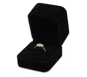Black Fancy Ring Box Jewelry Box Ring box - Genuine Velvet
