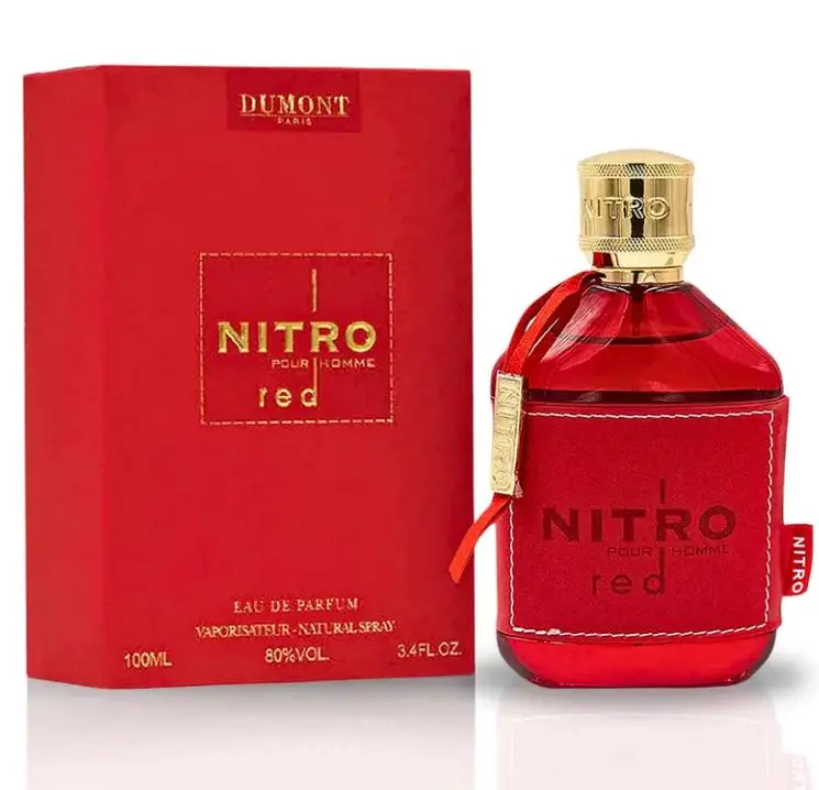 Dumont Nitro Red Pour Homme Extrait de Parfum 100ml Men Perfume Spicy Fruity Woody Musk Long Lasting Scent -3.4 oz