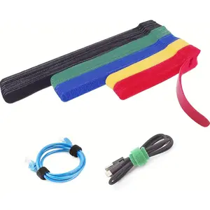 60Pack  Fastening  Ties Cord Straps,Multi-Purpose Adjustable Management Organizer Kit with Hook and Loop for Office Home TV Workshop PC Desk