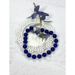 Solid Navy Chunky Bead Necklace
