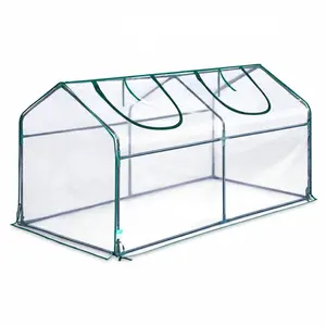 Portable Mini Greenhouse with Clear Polyethylene Cover, Compact Indoor/Outdoor Plant Growing House, Sturdy Frame with Dual Roll-Up Doors for Ventilation, Ideal for Seed Starting, Herb Gardens & Protecting Delicate Plants, Easy to Assemble & Store