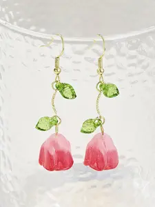Cute Tulip Design Dangle Earrings, Fashionable Jewelry for Women, Daily Clothing Decor, Trendy All-match & Exquisite Jewelry for Birthday Gift