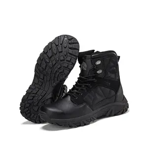 Men's Fashionable Patchwork Design Lace Up Ankle Boots, Casual Comfortable Durable Security Boots, Anti-slip Police Boots, Fashion Shoes for Daily Wear