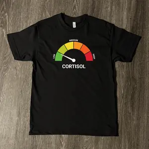 Low Cortisol High Cortisol Funny Casual  Heavyweight Short Sleeve Shirt Round Neck Crewneck