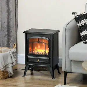 HOMCOM 22" Electric Fireplace Heater with Flame Effect, Freestanding, 750W/1500W
