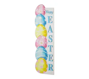 Glitzhome 42"H Lighted Stacked Eggs Happy Easter Porch Sign