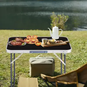 NEWZOME 2.3ft Aluminum Camping Folding Table Black Lightweight Portable Table with Carry Handle for Outdoor Picnic BBQ Travel Patio Balcony Office Use Easy Setup Space Saving Design