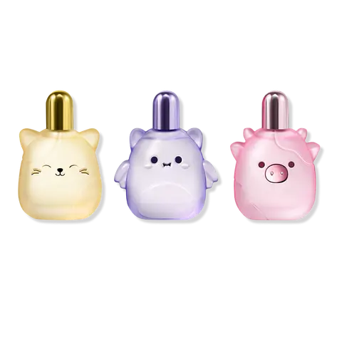 Squishmallows Try 'Em All Fragrance Set: Whisked Away (1.0 oz) + Moonlit Mist (1.0 oz) + Pink Possibilities (1.0 oz), Eau de Parfum Full Size Trio with Fruity Floral & Gourmand Scents for Layering