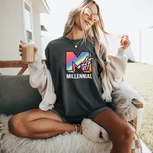 Millennial AF Comfort Colors Shirt, Retro MTV Inspired Tee, Vintage Tie-Dye 90s Aesthetic, Funny Millennial T-Shirt, Elder Millennial