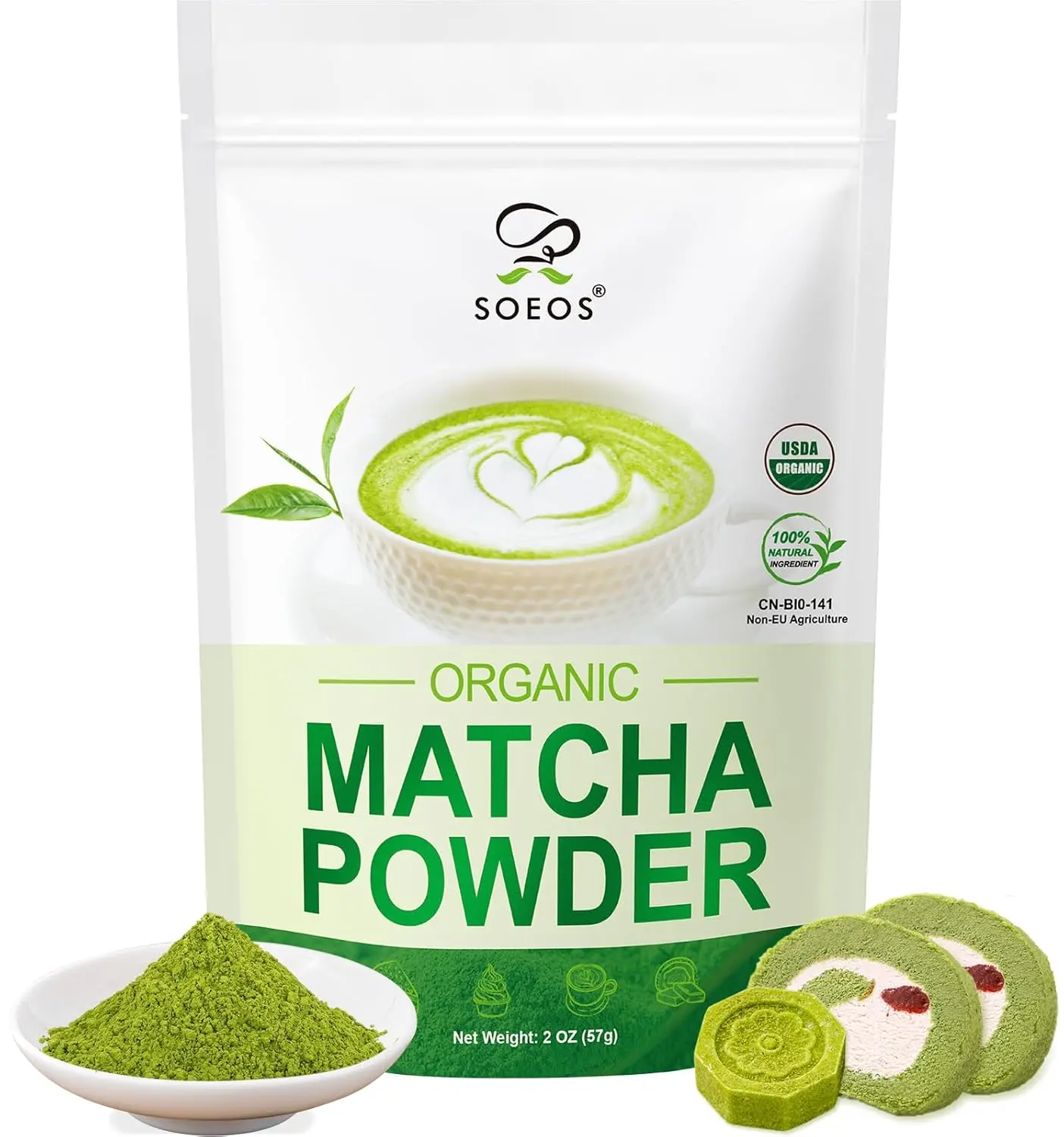 Soeos Organic Matcha Powder 2 oz (57 g)