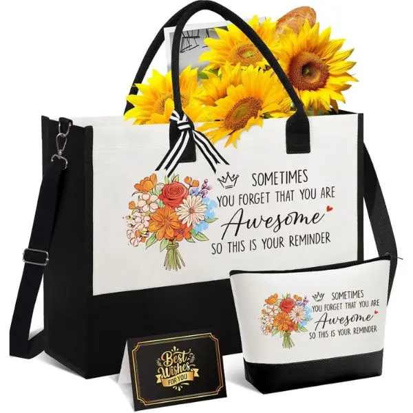 Thank You Gifts for Women | Employee Appreciation Gift Box Set w/ Tote & Makeup Bag, Teacher Nurse Coworker Boss Gifts, Unique Gratitude Ideas