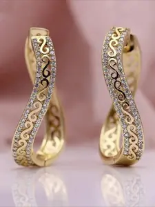 Fashion Micro-Inlaid Hollow Irregular Earrings, Stylish Openwork Design, Unique Asymmetrical Ear Jewelry, Trendy Accessory for Women