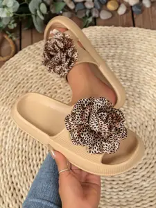 New Summer Leopard Print Floral Soft Comfortable Women's Sandals, Leopard Pattern Slides, Indoor Simple Style, Outdoor Versatile Ladies Slippers