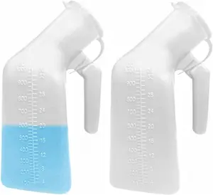 Thick Firm Male Urinal Urine Bottle with Lid 32oz./1000mL White Pack of 2