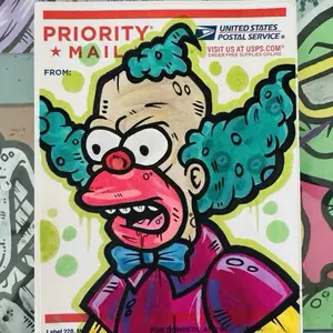 The Simpsons “KRUSTY” Hand Drawn USPS 228 Label