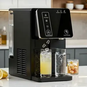 2-In-1 Ice Maker with Water Dispenser, Nugget and Bullet Ice Maker for Countertop, 33 Lbs in 24H, Ice Ready in 6 Minutes, 118.35oz Water Tank, One-Touch Operation, Suitable for Home,Office, Pool and RV.