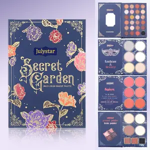 Julystar Secret Garden Makeup Palette, 4-In-1 Multicolor Eyeshadow + Blush Highlighter Contour Set, All-In-One Makeup Kit for Beginners