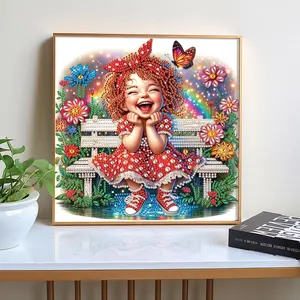 Teenager Pattern DIY Diamond Art Painting Kit, 1 Set Butterfly & Flower Pattern Diamond Art Painting Kit, DIY Decorative Art Picture for Beginner