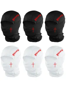 Unisex Letter & Cross Print Balaclava Mask, Windproof Face Mask Breathable Neck Gaiter for Men Women, Breathable Face Cover, Ideal for Outdoor Sports, Hiking, Fishing, Daily Use
