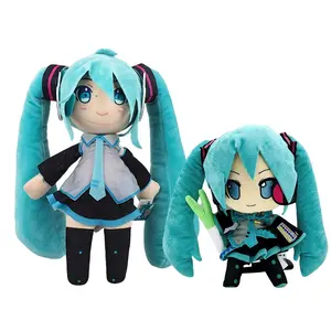 Adorable Hatsune Miku Plush  Fluffy Anime Stuffed Doll with Signature Pigtails  Cuddly Figure for Collectors & Gift Giving
