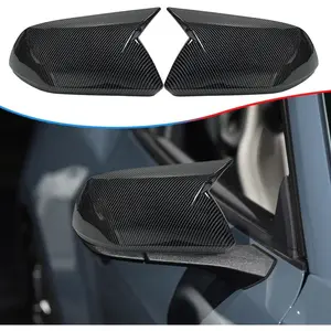 Side Rear View Mirror Cover for 2015-2025 Ford Mustang GT/GT Premium/Ecoboost/Ecoboost Premium Carbon Fiber Turn Signal Housing Cover Accessories(Without Mirror Turn Signal Cutout)