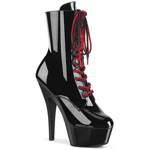 Pleaser Kiss-1020-1 Women's Lace High-Heel Platform Ankle Boot, Black Women's Footwear