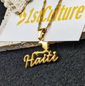 18K Gold Plated Haiti Map Necklace - Pendant Jewelry Bracelets