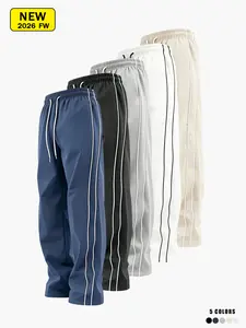 Men’s spring/autumn outdoor quick-dry casual athletic pants, loose straight fit, side stripe design